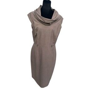 Antonio Melani Women Brown Cowl Neck Dress Size 10 Classic Elegant Quiet Luxury